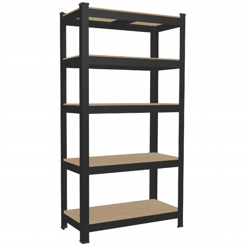 Стелаж металевий 180х90х40 см 5 полиць, навантаження - 175 кг на полицю (Чорний)