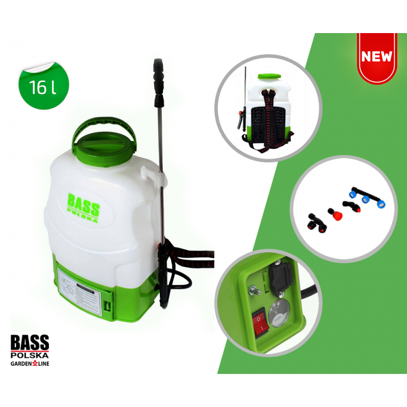Ранцевий акумуляторний садовий обприскувач 16л Bass Polska 8616