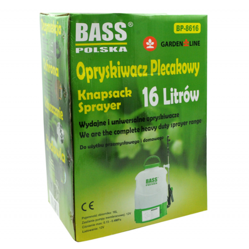 Ранцевий акумуляторний садовий обприскувач 16л Bass Polska 8616