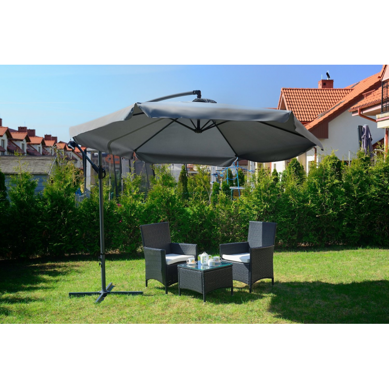 Садова розкладна парасоля Funfit Garden (діаметр - 3 метри) з боковою стійкою, Сіра