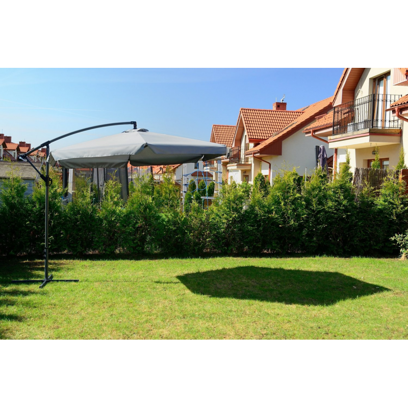 Садова розкладна парасоля Funfit Garden (діаметр - 3 метри) з боковою стійкою, Сіра