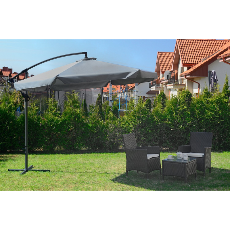 Садова розкладна парасоля Funfit Garden (діаметр - 3 метри) з боковою стійкою, Сіра