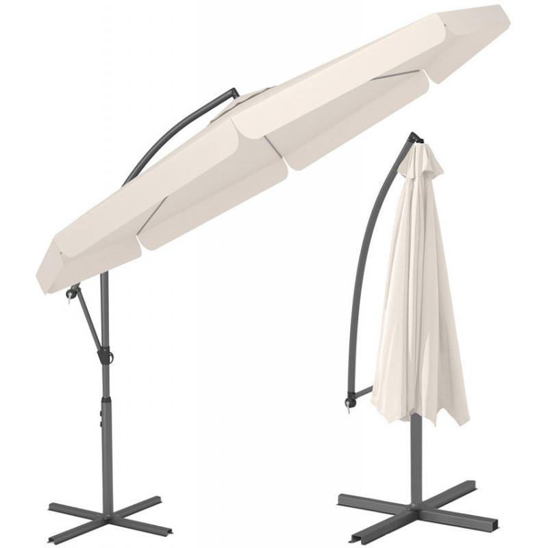 Садова розкладна парасоля Funfit Garden (діаметр - 3 метри) з боковою стійкою, Біла