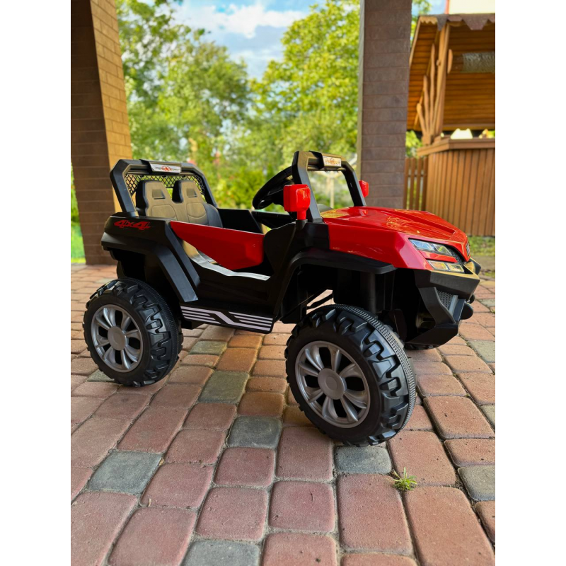 Дитячий електромобіль ДЖИП БАГГІ двомісний (4 двигуни, пульт, світло, музика), Червоний