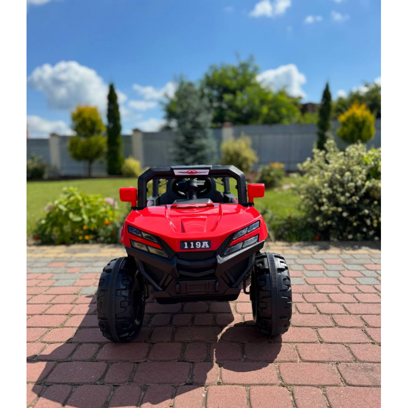 Дитячий електромобіль ДЖИП БАГГІ двомісний (4 двигуни, пульт, світло, музика), Червоний