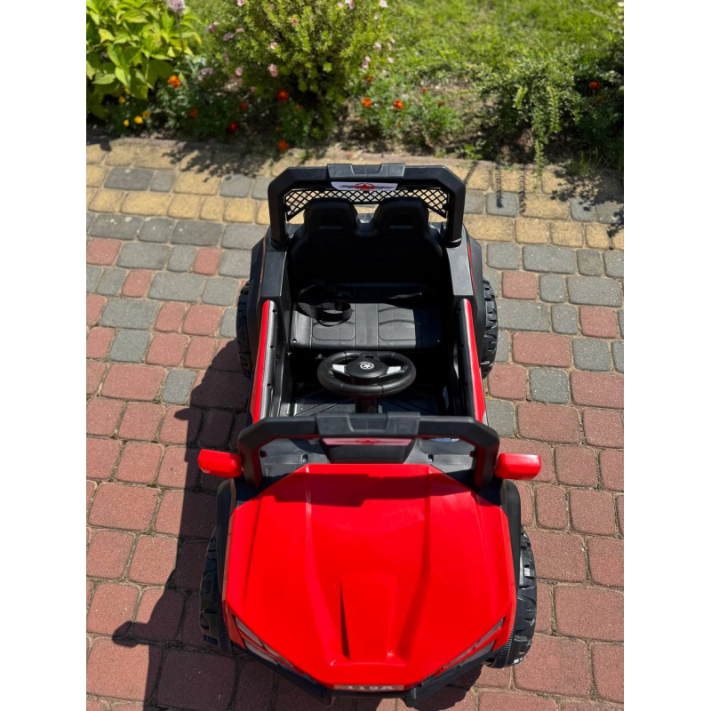 Дитячий електромобіль ДЖИП БАГГІ двомісний (4 двигуни, пульт, світло, музика), Червоний