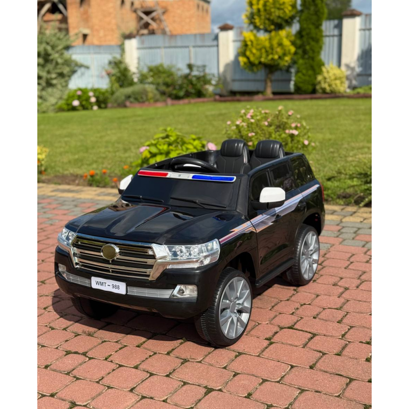 Дитячий електромобіль Поліцейський позашляховик (MP3, USB, гойдання, музика, пульт, відкривання дверцят, LED-світло), Чорний