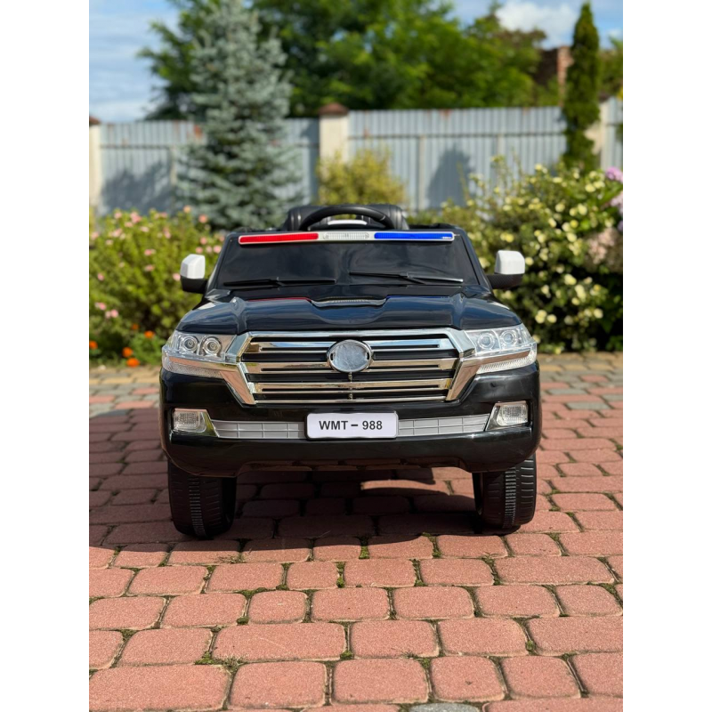 Дитячий електромобіль Поліцейський позашляховик (MP3, USB, гойдання, музика, пульт, відкривання дверцят, LED-світло), Чорний