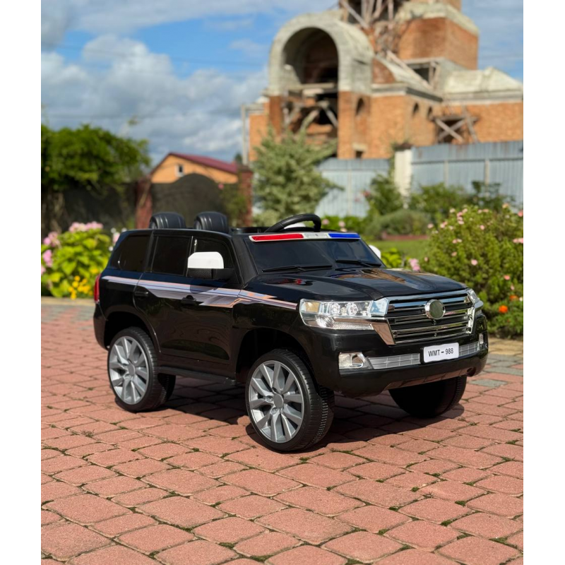 Дитячий електромобіль Поліцейський позашляховик (MP3, USB, гойдання, музика, пульт, відкривання дверцят, LED-світло), Чорний