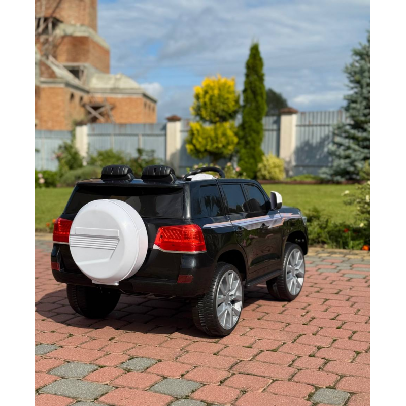 Дитячий електромобіль Поліцейський позашляховик (MP3, USB, гойдання, музика, пульт, відкривання дверцят, LED-світло), Чорний