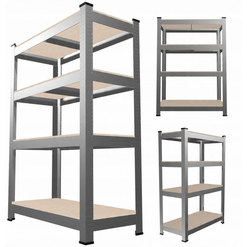 Набір з 2-х металевих стелажів (150 x 70 x 30 см) 4 полиці, навантаження - 150 кг на полицю, Сірий