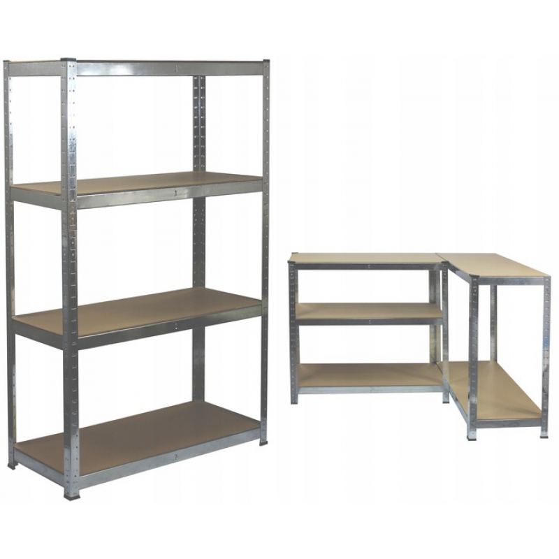 Набір з 2-х металевих стелажів (150 x 70 x 30 см) 4 полиці, навантаження - 150 кг на полицю, Сірий