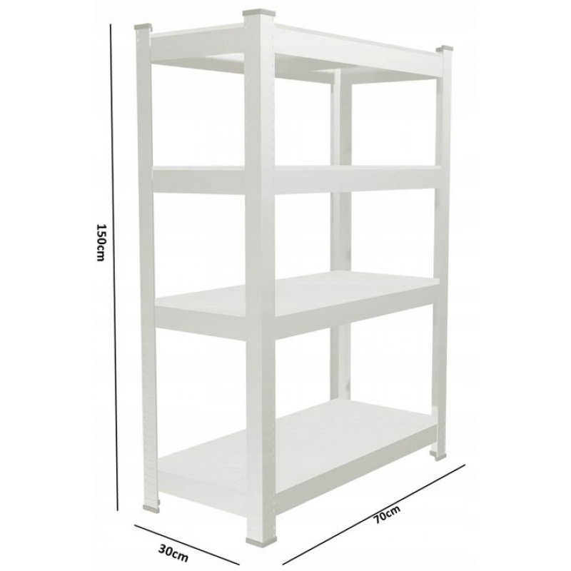 Набір з 2-х металевих стелажів (150 x 70 x 30 см) 4 полиці, навантаження - 150 кг на полицю, Сірий