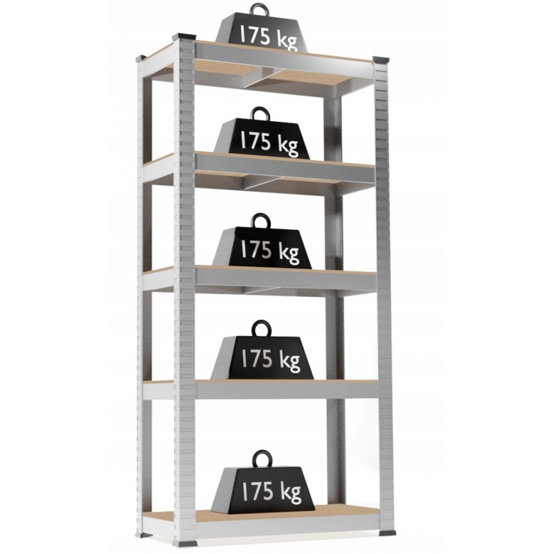 Набір з 2-х металевих стелажів (180 x 90 x 30 см) 5 полиць, навантаження - 175 кг на полицю, Сірий