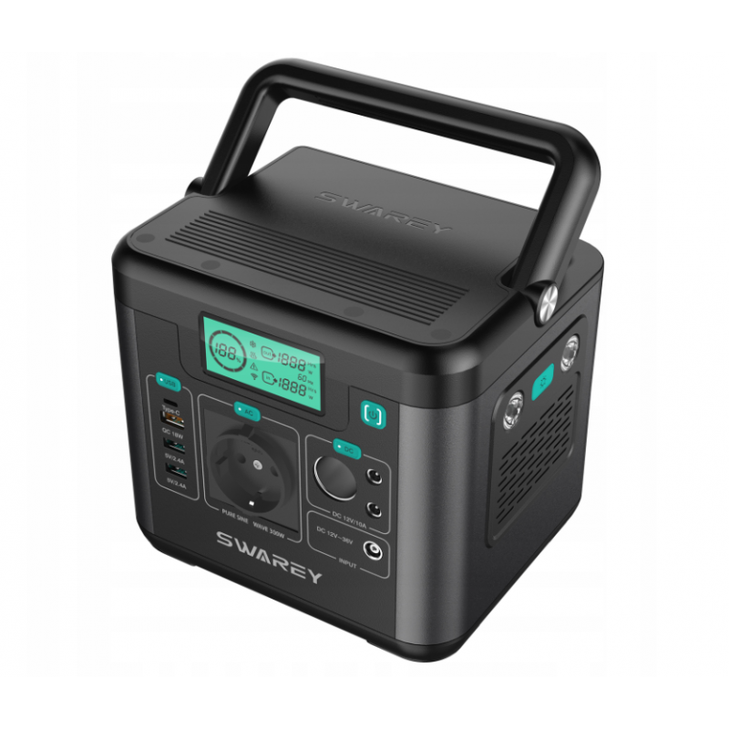 Зарядна станція SWAREY S160 потужність 300 Вт, ємність 222 Вт*год, швидка зарядка 65W, MPPT