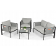Комплект садових меблів IBIZA eDomator на 4 особи, металевий, з сірими подушками (Польща)