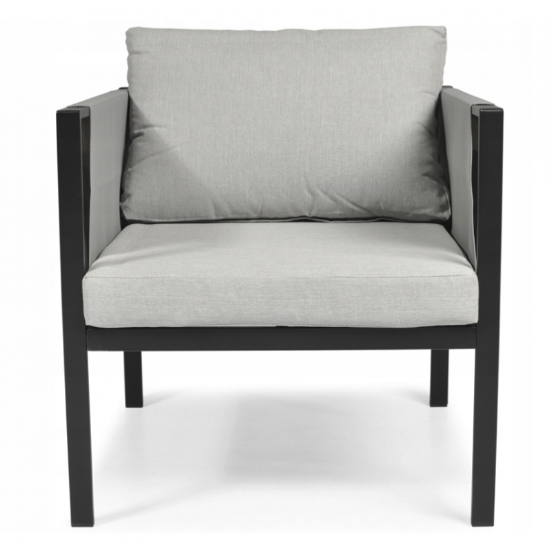 Комплект садових меблів IBIZA eDomator на 4 особи, металевий, з сірими подушками (Польща)