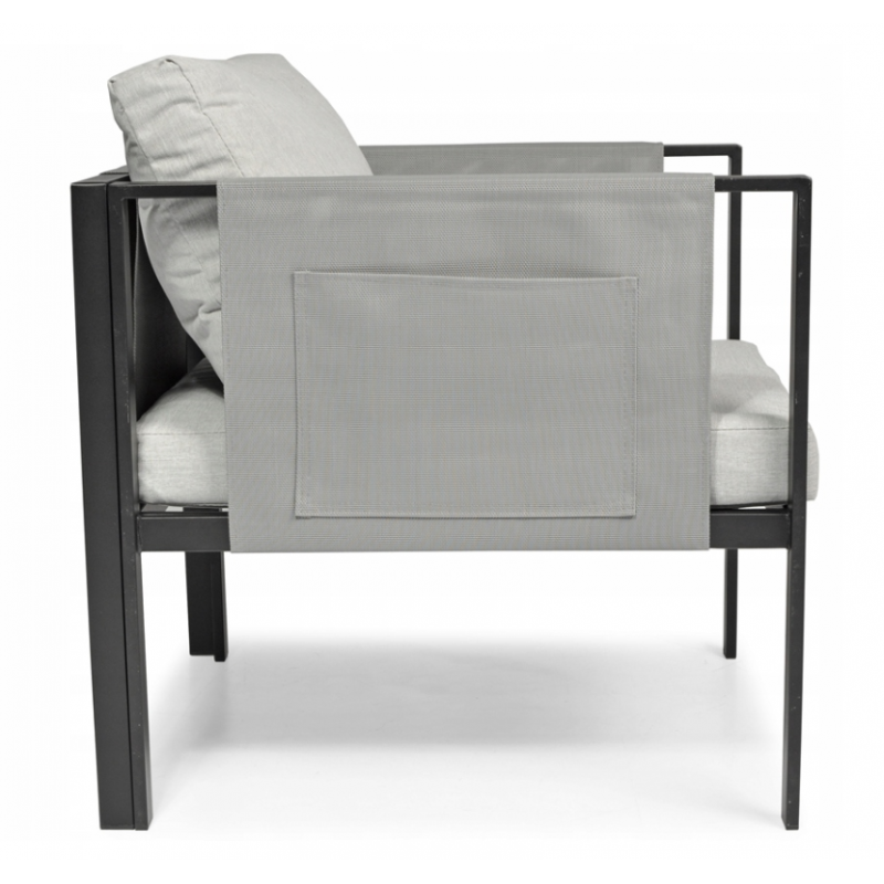 Комплект садових меблів IBIZA eDomator на 4 особи, металевий, з сірими подушками (Польща)