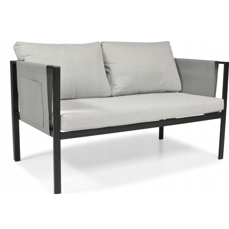 Комплект садових меблів IBIZA eDomator на 4 особи, металевий, з сірими подушками (Польща)