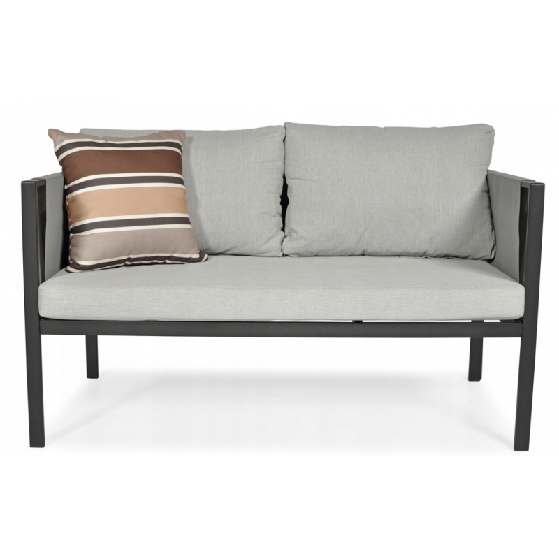 Комплект садових меблів IBIZA eDomator на 4 особи, металевий, з сірими подушками (Польща)