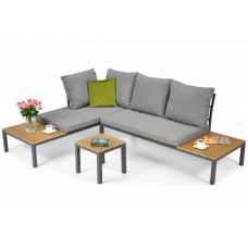 Комплект садових меблів LAGOS (кутовий диван + столик) зі сталі, з подушками, Сірий (Польща)