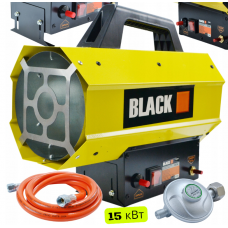 Газовий обігрівач / Газова теплова гармата (дуйка) 15 кВт BLACK (Пропан/Бутан) + шланг і редуктор (Польща)