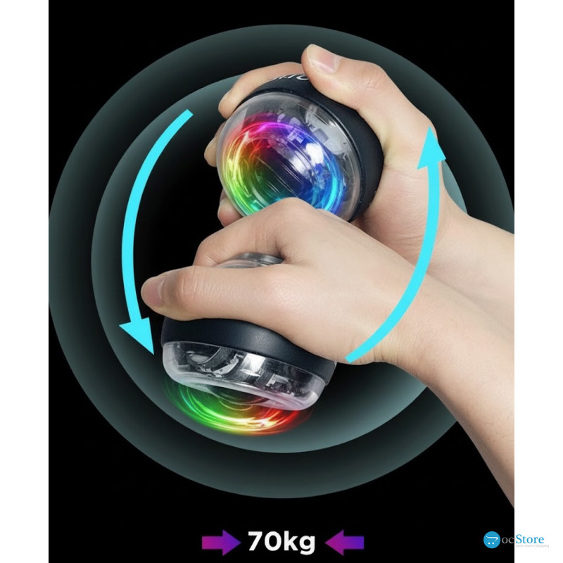 Гіроскопічний тренажер Booster Gyro Ball з LED-підсвіткою для тренування кисті, зап’ястя та передпліччя