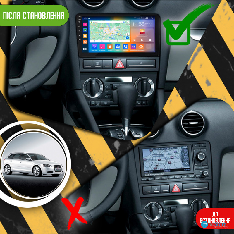 Штатная магнитола Lesko для Audi A3 II (8P) Рестайлинг 1 2004-2008 экран 9" 2/32Gb CarPlay 4G Wi-Fi GPS Prime