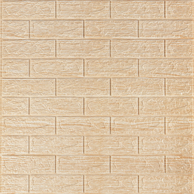 Самоклеюча декоративна 3D панель 700х770х5мм Бежева смужка цегла (184) SW-00000489