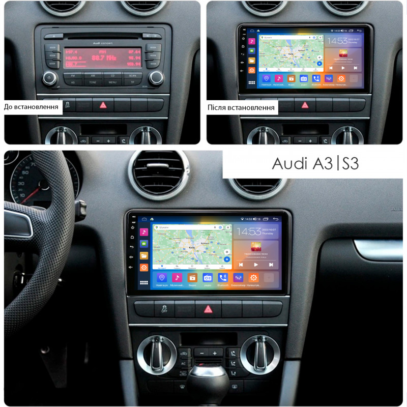 Штатная магнитола Lesko для Audi A3 II (8P) Рестайлинг 2 2008-2013 экран 9" 4/64Gb CarPlay 4G Wi-Fi GPS Prime