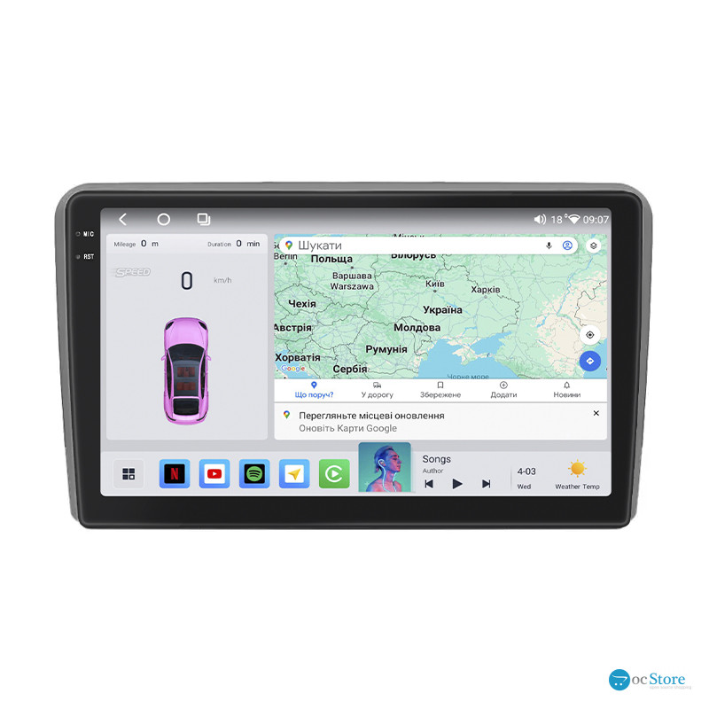 Штатная магнитола Lesko для Audi A3 II (8P) Рестайлинг 2 2008-2013 экран 9" 4/64 QLED CarPlay 4G Wi-Fi GPS 360 Prime