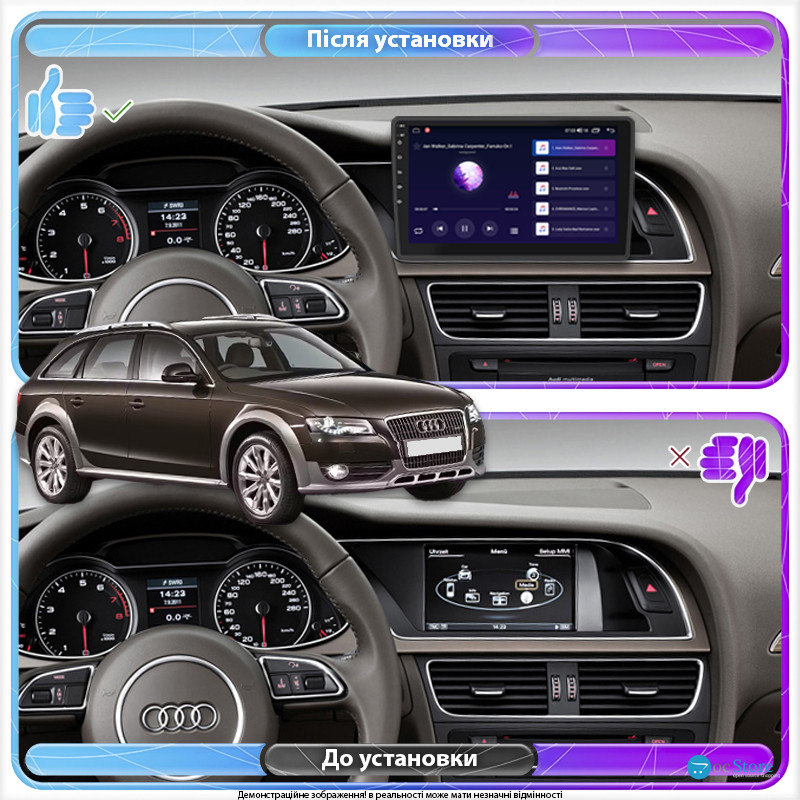 Штатная магнитола Lesko для Audi A4 allroad IV (B8) 2009-2011 экран 9" 4/64Gb 4G Wi-Fi GPS Top