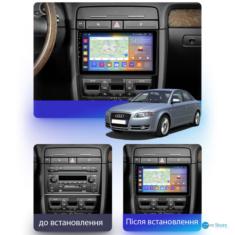 Штатная магнитола Lesko для Audi A4 II (B6) 2000-2006 экран 9" 2/32Gb CarPlay 4G Wi-Fi GPS Prime