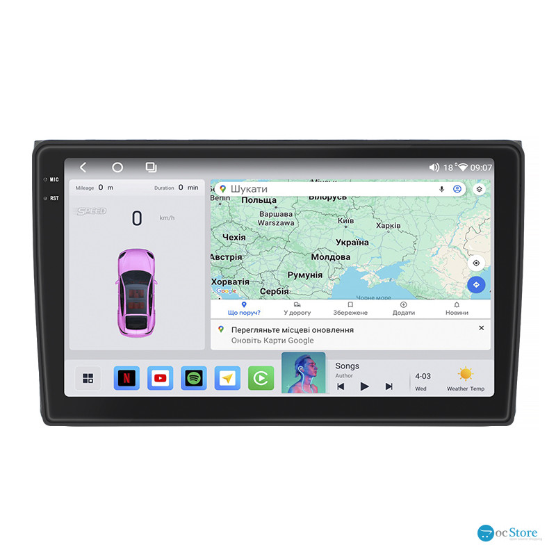 Штатная магнитола Lesko для Audi A4 II (B6) 2000-2006 экран 9" 4/64 QLED CarPlay 4G Wi-Fi GPS 360 Prime