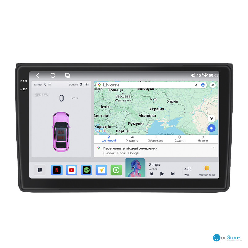 Штатная магнитола Lesko для Audi A4 III (B7) 2004-2009 экран 9" 4/64 QLED CarPlay 4G Wi-Fi GPS 360 Prime