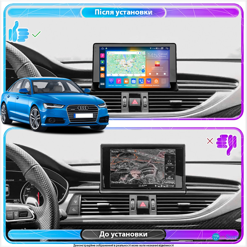 Штатная магнитола Lesko для Audi Q3 I (8U) 2011-2014 экран 9" 4/64Gb CarPlay 4G Wi-Fi GPS Prime