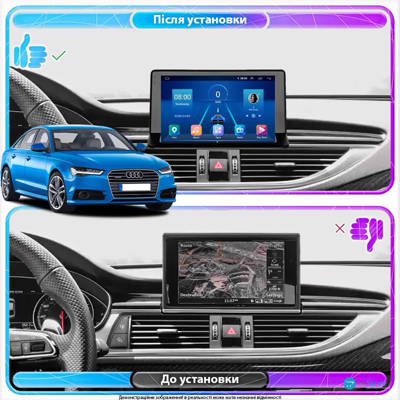 Штатная магнитола Lesko для Audi Q3 I (8U) Рестайлинг 2014-2018 экран 9" 1/16Gb Wi-Fi GPS Base