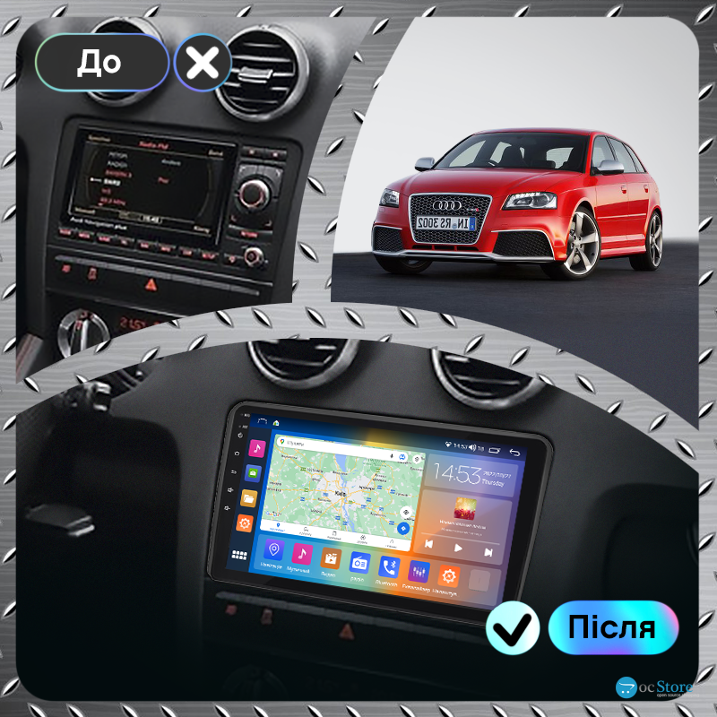 Штатная магнитола Lesko для Audi RS 3 I (8P) 2011-2012 экран 9" 4/64Gb CarPlay 4G Wi-Fi GPS Prime