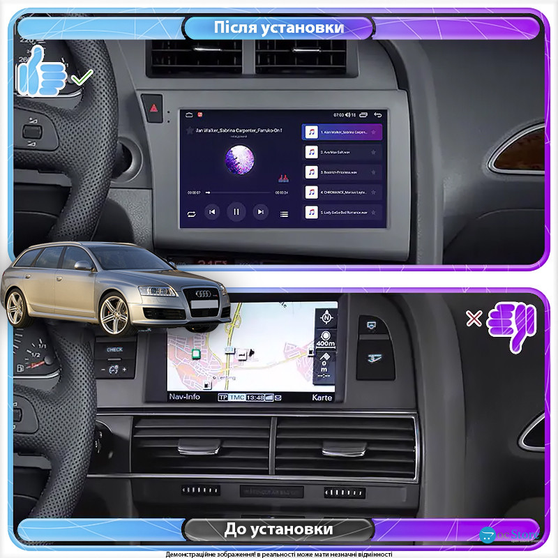 Штатная магнитола Lesko для Audi RS 6 II (C6) 2007-2012 экран 9" 4/64Gb CarPlay 4G Wi-Fi GPS Prime