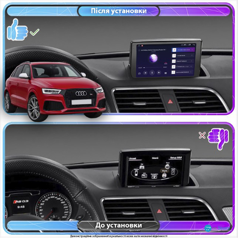 Штатная магнитола Lesko для Audi RS Q3 I (8U) Рестайлинг 2015-2018 экран 9" 2/32Gb Wi-Fi GPS Base