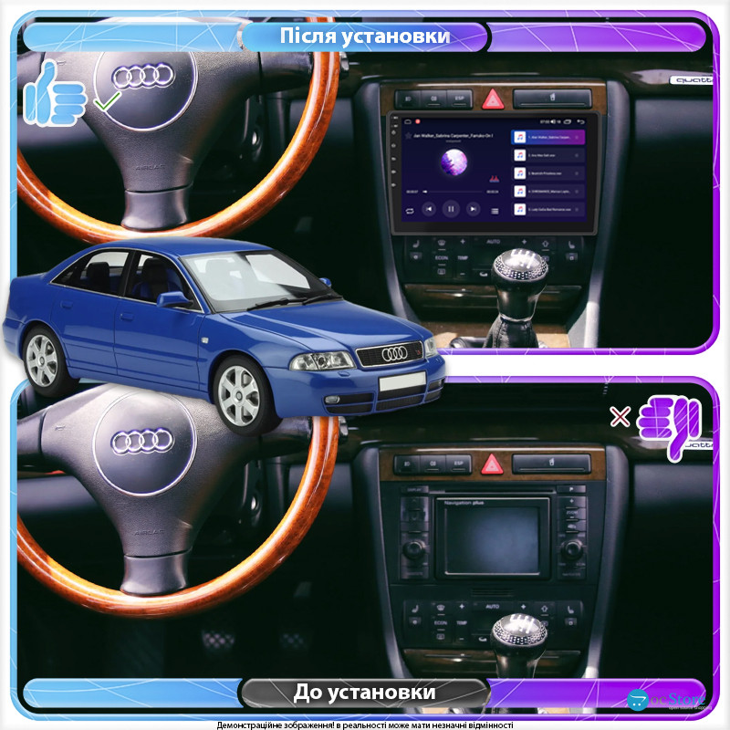 Штатная магнитола Lesko для Audi S4 I (B5) 1997-2001 экран 9" 1/16Gb Wi-Fi GPS Base