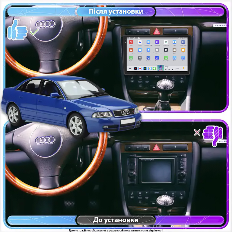 Штатная магнитола Lesko для Audi S4 I (B5) 1997-2001 экран 9" 4/64 QLED CarPlay 4G Wi-Fi GPS 360 Prime