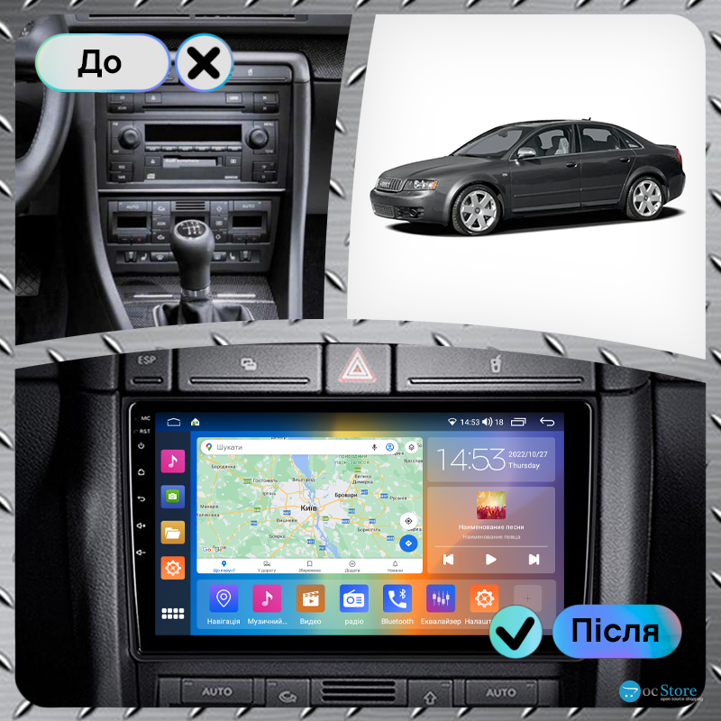 Штатная магнитола Lesko для Audi S4 II (B6) 2002-2004 экран 9" 2/32Gb CarPlay 4G Wi-Fi GPS Prime