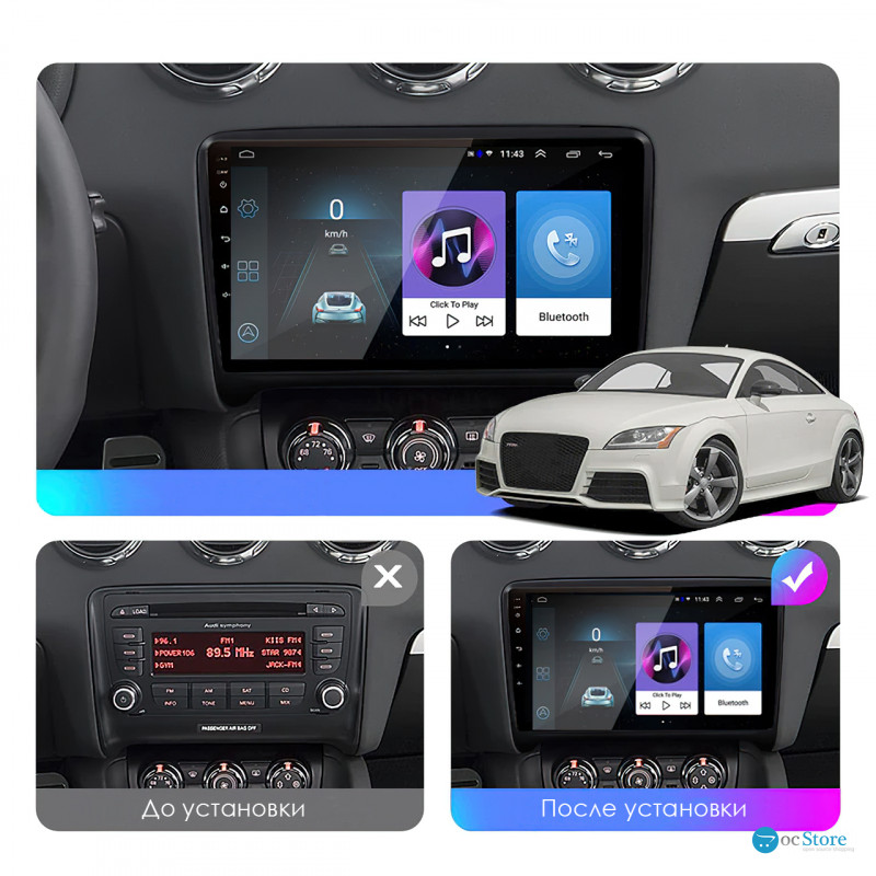 Штатная магнитола Lesko для Audi TT II (8J) 2006-2010 экран 9" 2/32Gb 4G Wi-Fi GPS Top