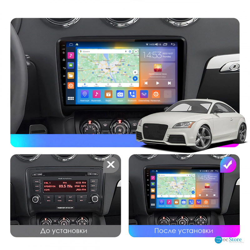 Штатная магнитола Lesko для Audi TT II (8J) Рестайлинг 2010-2014 экран 9" 2/32Gb CarPlay 4G Wi-Fi GPS Prime