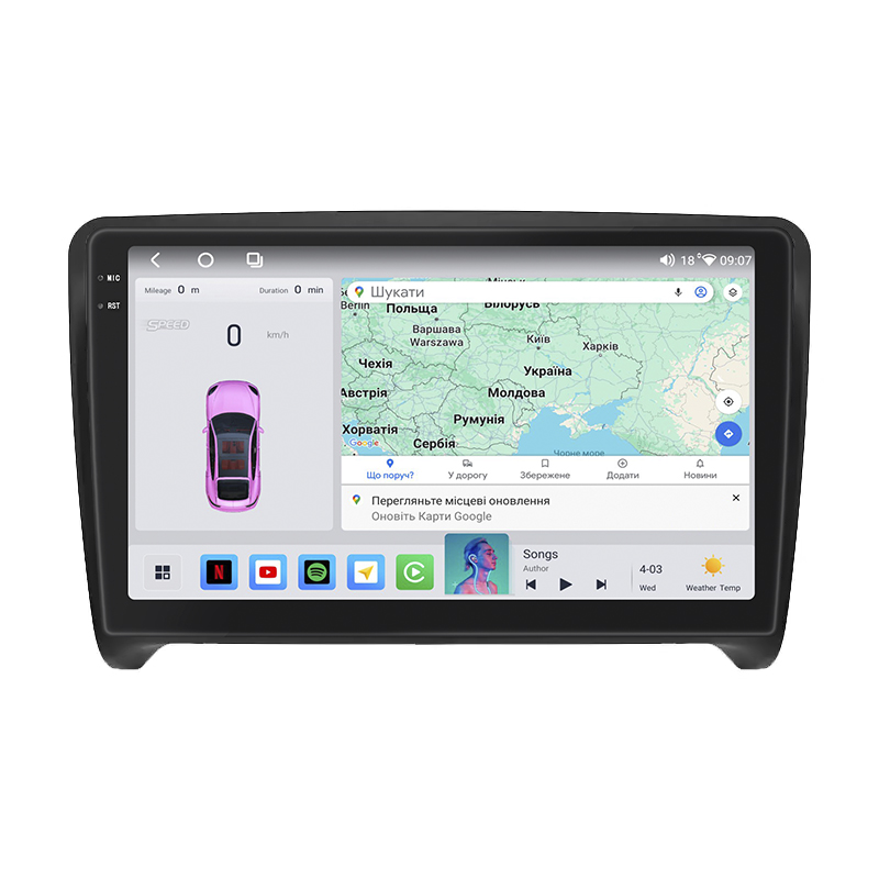 Штатная магнитола Lesko для Audi TT RS II (8J) 2009-2014 экран 9" 4/64 QLED CarPlay 4G Wi-Fi GPS 360 Prime