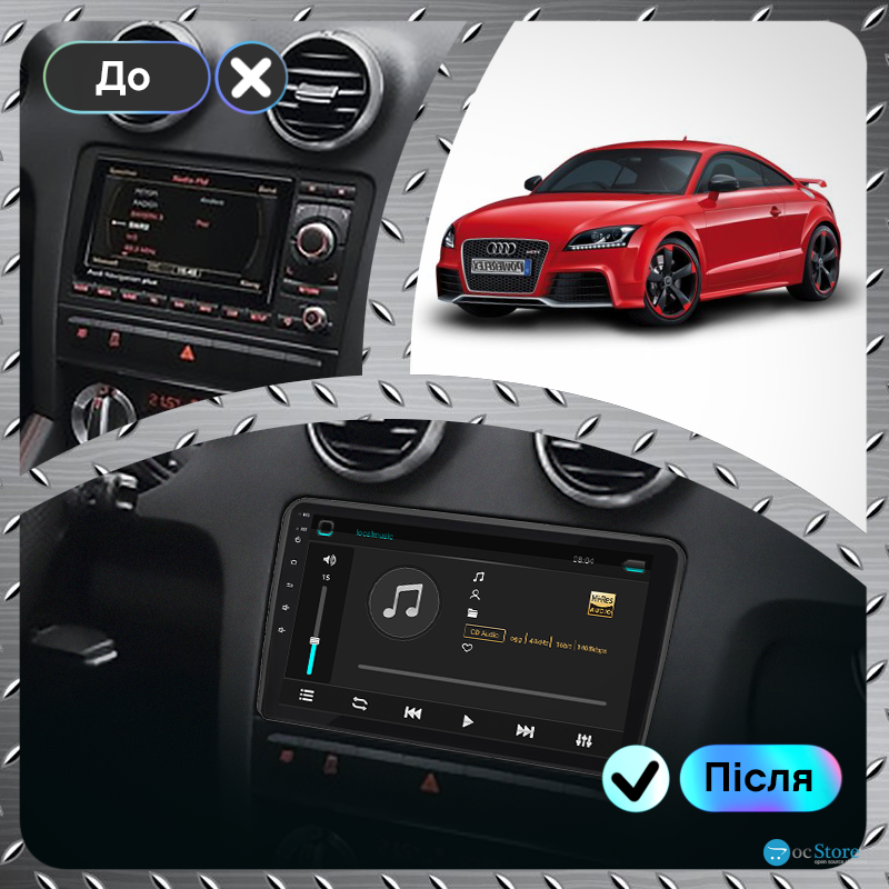 Штатная магнитола Lesko для Audi TT RS II (8J) 2009-2014 экран 9" 2/32Gb 4G Wi-Fi GPS Top