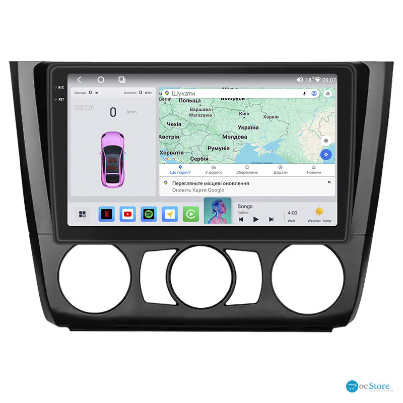 Штатная магнитола Lesko для BMW 1 серии I (E81/E82/E87/E88) 2004-2007 экран 9" 4/64 QLED CarPlay 4G Wi-Fi GPS 360 Prime