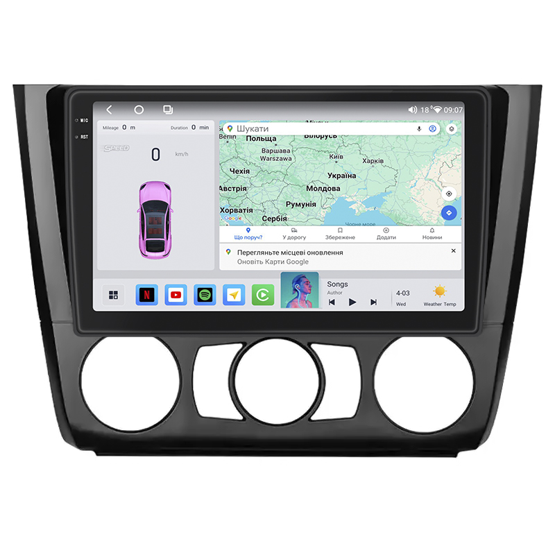 Штатная магнитола Lesko для BMW 1 серии I (E81/E82/E87/E88) 2004-2007 экран 9" 4/64 QLED CarPlay 4G Wi-Fi GPS 360 Prime