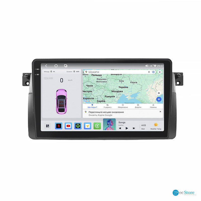 Штатная магнитола Lesko для BMW 3 серии IV (E46) 1998-2003 экран 9" 4/64 QLED CarPlay 4G Wi-Fi GPS 360 Prime